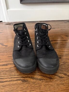 Unisex Bangs Black Canvas High-Top Sneakers